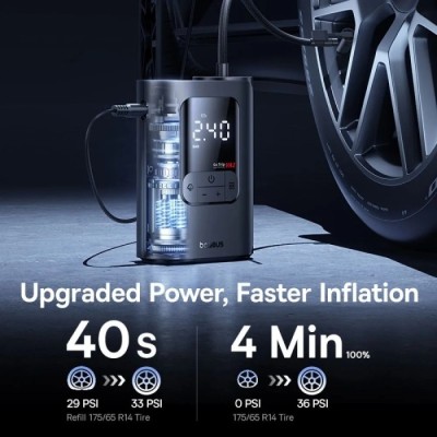 Автокомпресор OS-Baseus GoTrip VA1 Super Mini Wired Inflator 22-Cylinder Cosmic Black (Includes: Air Hose x1, Air Nozzles x3, Ch