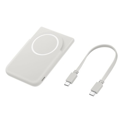 Акумулятор портативний літій-іонний Samsung Magnet Wireless Battery Pack 5000мА•год, 20Вт PD/Qi2 15Вт, сірий світлий (EB-U2500XJ