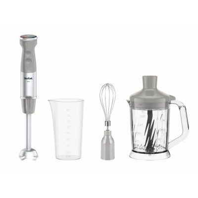 Блендер Tefal заглибний Quickchef+ 1000Вт, 3в1, чаша-800мл, чопер-1000мл, турборежим, сріблясто-сірий (HB67MB30)