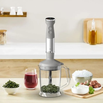 Блендер Tefal заглибний Quickchef+ 1000Вт, 3в1, чаша-800мл, чопер-1000мл, турборежим, сріблясто-сірий (HB67MB30)