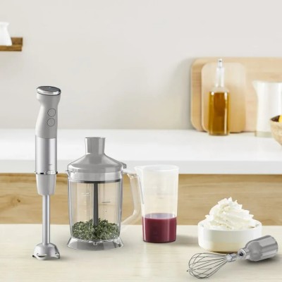 Блендер Tefal заглибний Quickchef+ 1000Вт, 3в1, чаша-800мл, чопер-1000мл, турборежим, сріблясто-сірий (HB67MB30)