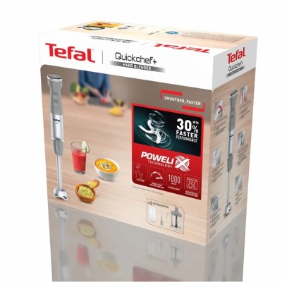 Блендер Tefal заглибний Quickchef+ 1000Вт, 3в1, чаша-800мл, чопер-1000мл, турборежим, сріблясто-сірий (HB67MB30)