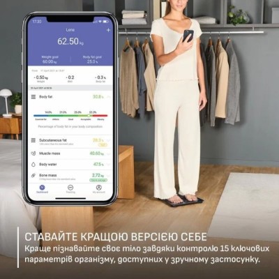 Ваги Tefal підлогові Goodvibes Life+, 180кг, Bluetooth, AAAx3 в комплекті, скло, синій (BM9720F0)