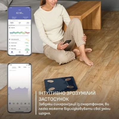 Ваги Tefal підлогові Goodvibes Life+, 180кг, Bluetooth, AAAx3 в комплекті, скло, синій (BM9720F0)