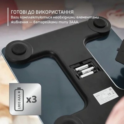 Ваги Tefal підлогові Goodvibes Life+, 180кг, Bluetooth, AAAx3 в комплекті, скло, синій (BM9720F0)