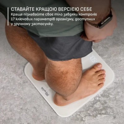 Ваги Tefal підлогові Goodvibes Sport, 200кг, Bluetooth, AAAx4 в комплекті, скло, білий (BM9740F0)