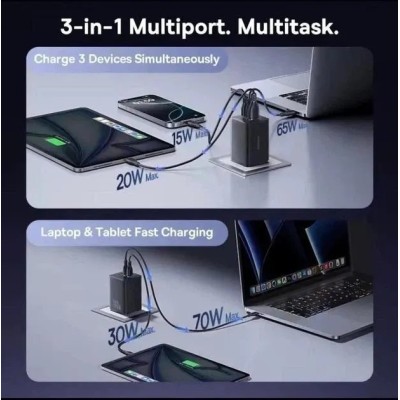 Зарядний Пристрій Baseus EnerFill FE11 Fast Charger 2Type-C+USB 100W (P10182102123-00) Cosmic Black