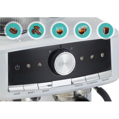 Кавоварка Gorenje ріжкова 2.5л, кавомолка 0,25л, капучинатор, кнопочне керування, білий (GSACM20W)