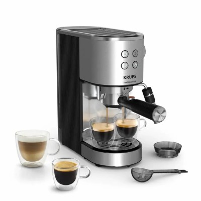 Кавоварка Krups ріжкова Virtuoso+ Tamping System 1л, мелена, ручний капучинатор, 15 бар, сірий (XP499EE0)