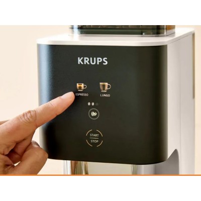 Кавомашина Krups Coffee Crush, 1.8л, зерно, ОLED дисплей, авторецептів - 2, метал, чорно-бежевий (SA4001E0)