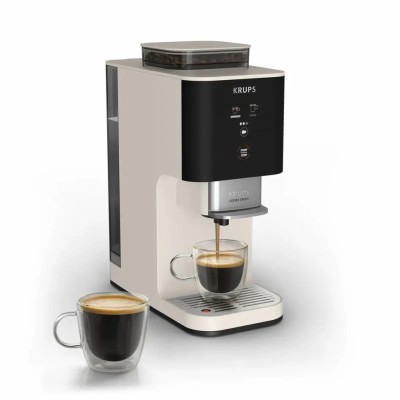Кавомашина Krups Coffee Crush, 1.8л, зерно, ОLED дисплей, авторецептів - 2, метал, чорно-бежевий (SA4001E0)