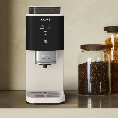 Кавомашина Krups Coffee Crush, 1.8л, зерно, ОLED дисплей, авторецептів - 2, метал, чорно-бежевий (SA4001E0)