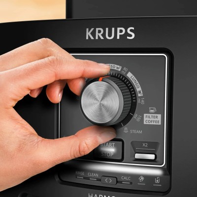 Кавомашина Krups Harmony 1.7л, зерно, ручний капучинатор, мех. керування, авторецептів - 4, свій рецепт, чорний (EA5088E0)