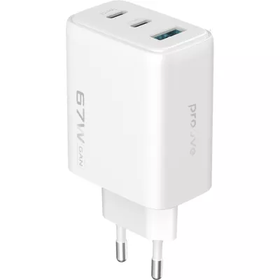 МЗП Proove Silicone Power 2 67W (2*Type-C+USB) white