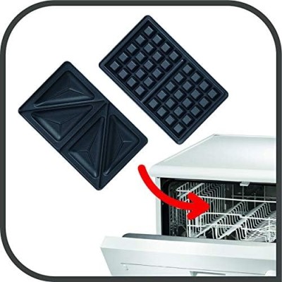 Мультимейкер Tefal Snack Time 3in1 700Вт, тефлон, 2 пластини, корпус-метал, чорно-сірий (SW341D12)