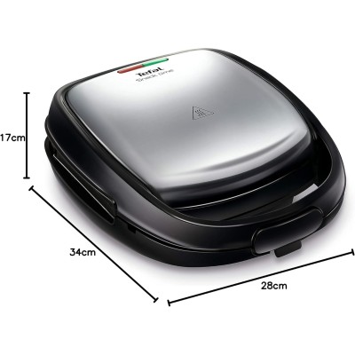 Мультимейкер Tefal Snack Time 3in1 700Вт, тефлон, 2 пластини, корпус-метал, чорно-сірий (SW341D12)