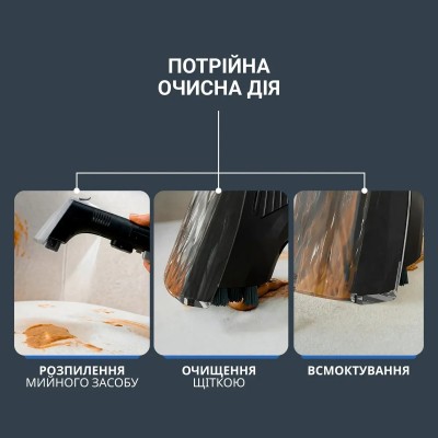 Пилосос Rowenta миючий Clean It Hot & Cold, 1150Вт, конт пил -1,5л, вода -2,3л, 13500 Па, 4 насадки, чорно-золотий (IN7021F0)