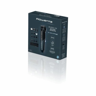 Тример Rowenta X Series 700, для голови, носа, вух і тіла, мережа+акум., роторний мотор, насадок-12, чохол, титан.напил., чорно-