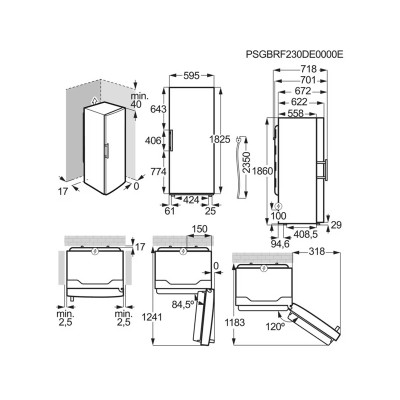 Холодильна камера Electrolux, 186x60х65, 390л, E, ST, інв., зона св-ті, нерж (LRT7ME39X)