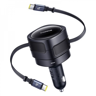 АЗП Baseus Enjoyment Max 60W (Retractable 2xType-C Cables) black