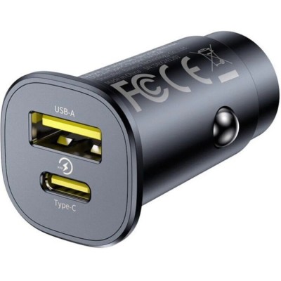 Автом. зарядний пристрій Baseus C+U 30W (C00072300123-01)чорний
