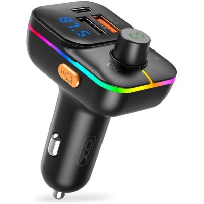 АЗП XO BCC09 2USB-A/USB-C QC&PD3.0 25W 3A FM Transmitter Black