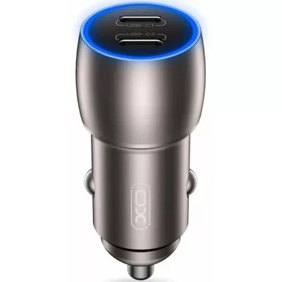 АЗП XO CC51 Metal Double USB-C QC&PD3.0 40W 3A With Lightning-Type-C Cable Tarnish