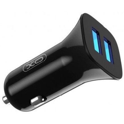 АЗП XO TZ10 Double USB 12W 2.4A With MicroUSB Cable (Black)