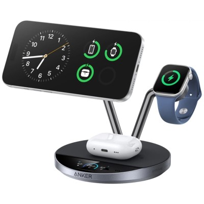 беспров зарядка ANKER Prime Wireless Charging Station 25W 3-in-1 MagGo, AirCool, Dock Stand (Black)