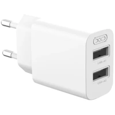 Зарядний Пристрій XO L109 Double USB-A 12W 2.4A With Type-C Cable White