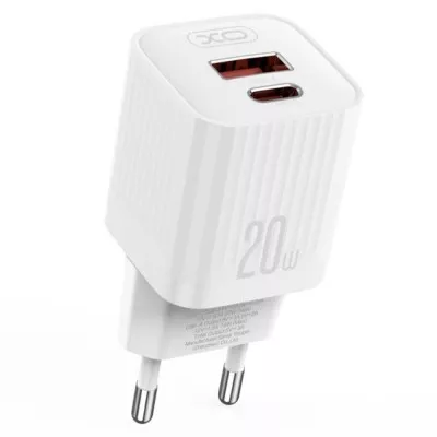 Зарядний Пристрій XO L147 Double USB-A/USB-C 20W 3A With Lightning-Type-C Cable White