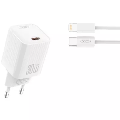 Зарядний Пристрій XO L148 Single USB-C 30W 3A With Lightning-Type-C Cable White