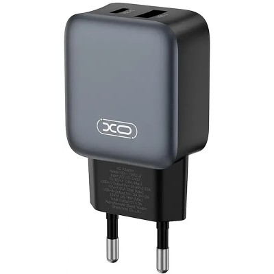 Зарядний Пристрій XO L154 Double USB-A/USB-C 20W 3A With Type-C-Type-C Cable Black