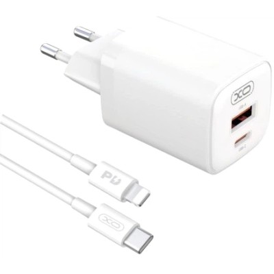 Зарядний Пристрій XO L96 USB-A/USB-C PD&QC3.0 30W 3A With Lightning-Type-C Cable White