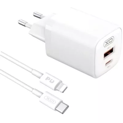Зарядний Пристрій XO L96 USB-A/USB-C PD&QC3.0 30W 3A With Lightning-Type-C Cable White