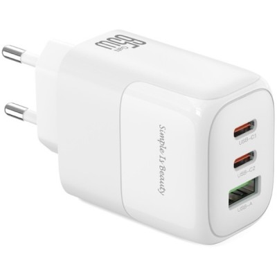 Зарядний Пристрій ХО L139 Triple GaN Nitride USB-A/2USB-C 65W White