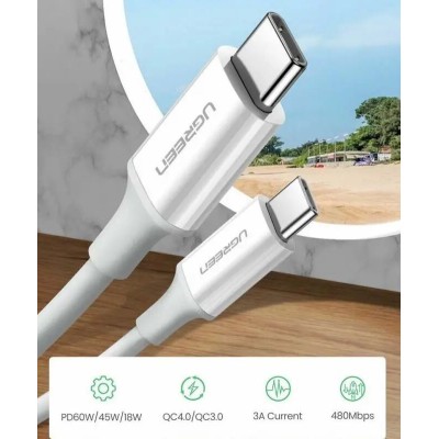 Кабель UGREEN US264 USB Type-C To USB Type-C 60W ABS Cover 3A 1m White (60518)