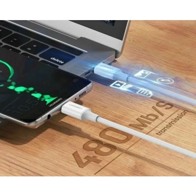 Кабель UGREEN US264 USB Type-C To USB Type-C 60W ABS Cover 3A 1m White (60518)