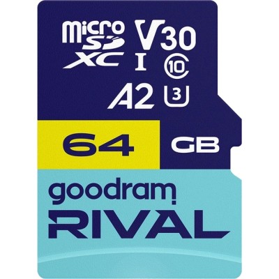 Картка пам'ятi GOODRAM RIVAL microSDXC 64GB V30 A2 (UHS I U3)+ ad