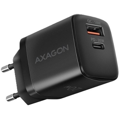 Мережевий зарядний пристрій AXAGON ACU-PQ20, QC3.0/AFC/FCP + PD type-C, 20W, black