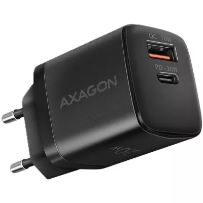 Мережевий зарядний пристрій AXAGON ACU-PQ20, QC3.0/AFC/FCP + PD type-C, 20W, black