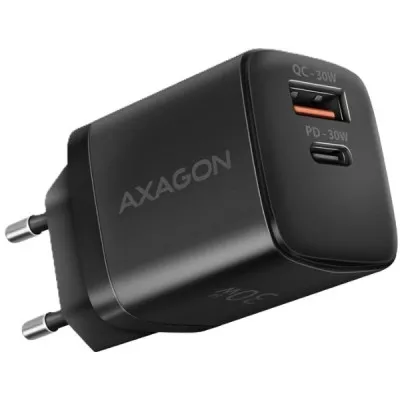 Мережевий зарядний пристрій AXAGON ACU-PQ30, QC3.0,4.0/AFC/FCP/PPS/Apple + PD type-C, 30W, black