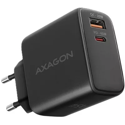 Мережевий зарядний пристрій AXAGON ACU-PQ45, QC3.0,4.0/AFC/FCP/PPS/Apple + PD type-C, 45W, black