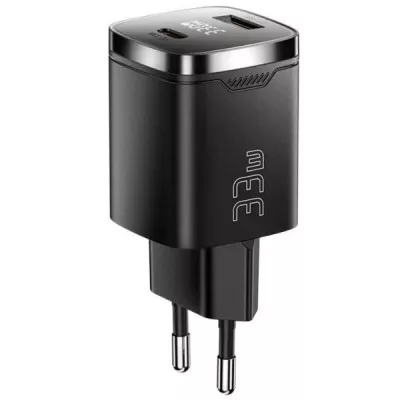 Мережевий Зарядний пристрій ESSAGER Gamet 33W GaN Digital Display A+C (ECT33W-GMB01-Z) Black