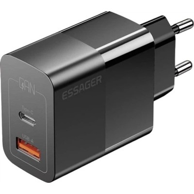 Мережевий Зарядний пристрій Essager Pinchen 33W Travel Phone Charger USB A + TYPE C EU (ECTAC-PCB01-P)