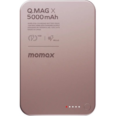 Портативний зарядний пристрій WRL 5000MAH Q.MAG X PINK IP116AP MOMAX