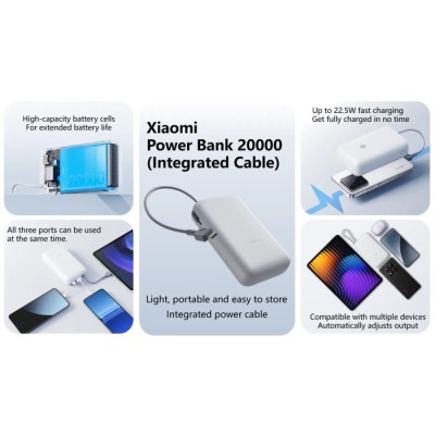 Повербанк Xiaomi 20000mAh 22.5W Integ/Cable(BHR9738GL)с/сірий