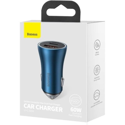 Автомобільний зарядний пристрій Baseus C+U 60W (CGJM000103) блакитний