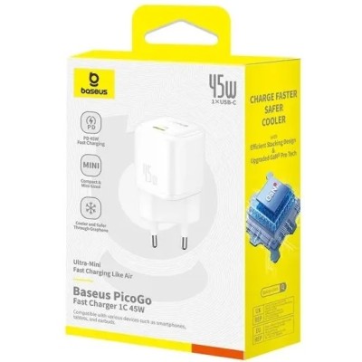 Зарядний пристрій Baseus PicoGo 1C 45W (P10176800213-00) білий