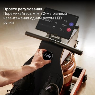 Водний гребний тренажер потрійного складання KINGSMITH WM10 PRO колір червоний дуб